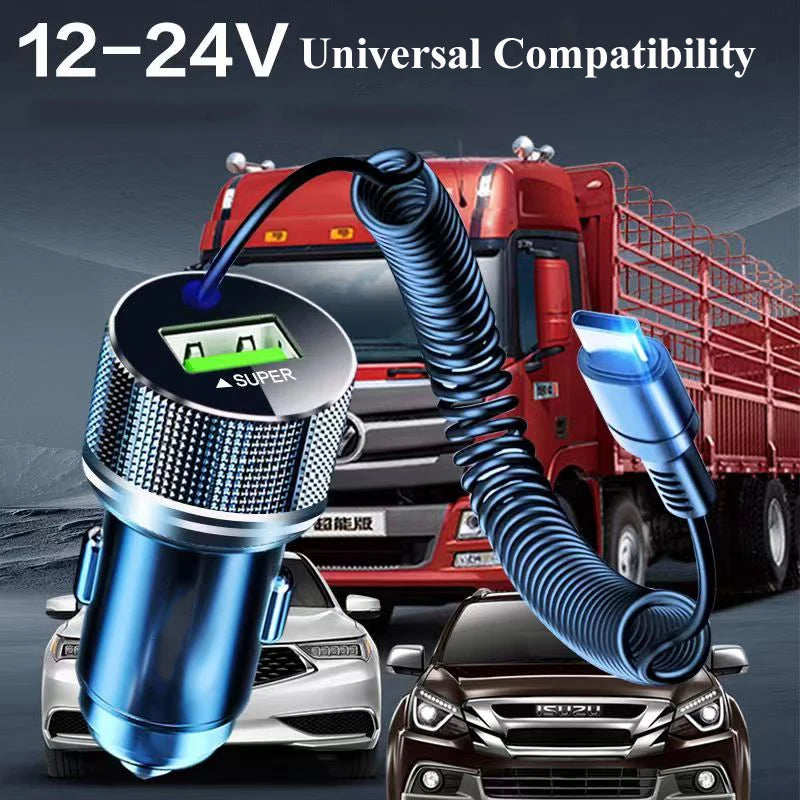 EDEBA 12V Metall USB Autoladegerät mit Typ-C Kabel