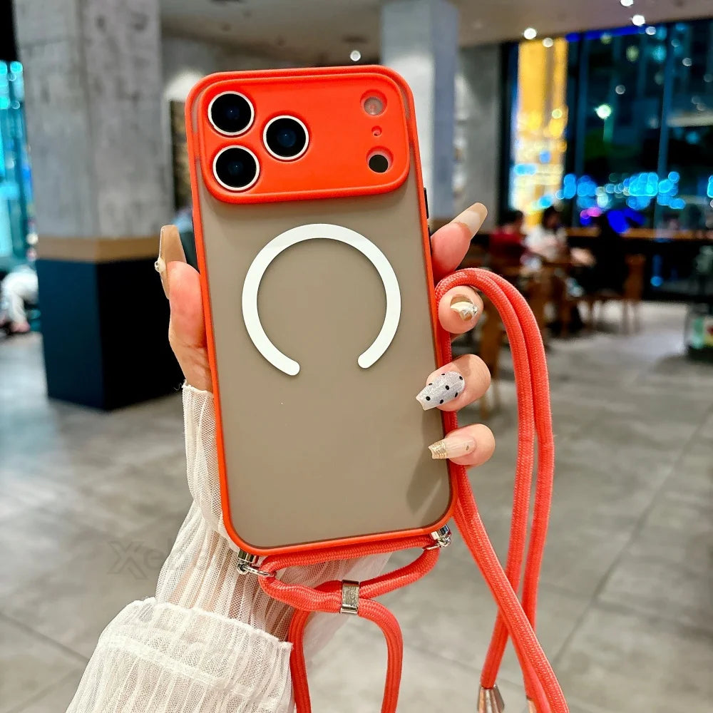 Magnetische Magsafe-Hülle mit Band für iPhone 11–17