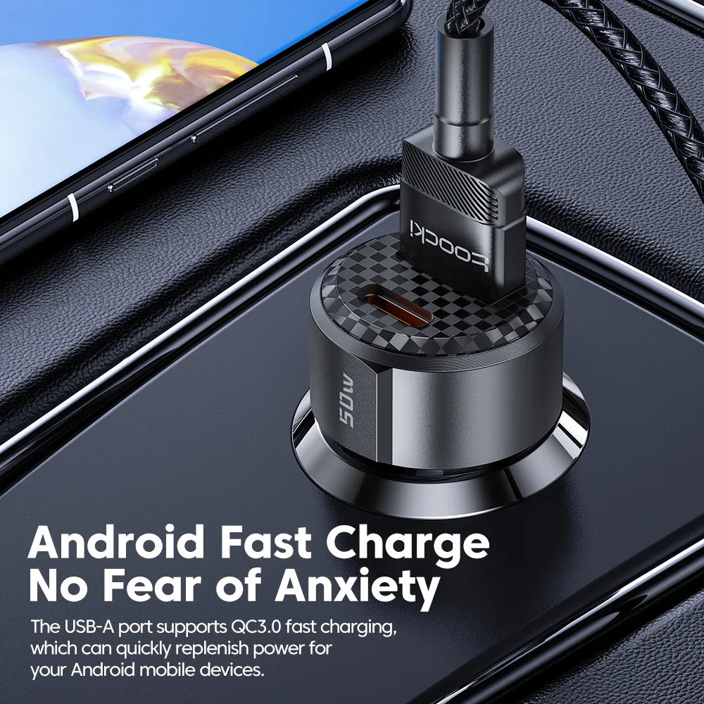 Toocki 50W USB-C Autoladegerät PD QC 3.0 Mini