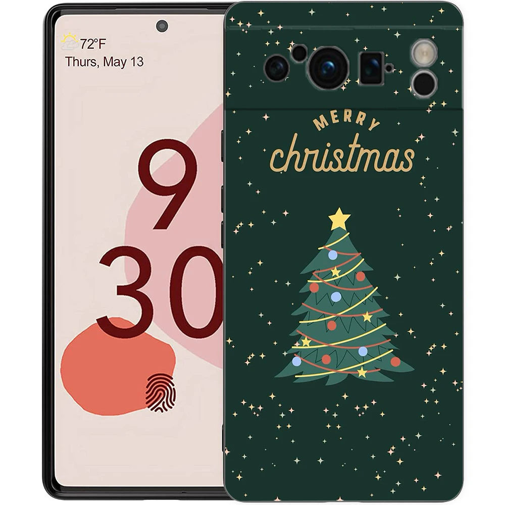 Stylish Merry Christmas TPU case for Google Pixel 9 Pro XL, half-wrapped, 360-degree protection, shockproof, scratch-resistant, non-slip, cartoon animal anime design
