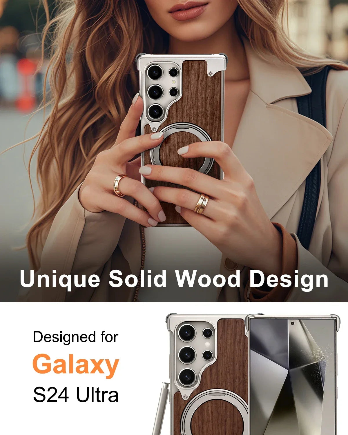 Massivholz Handyhülle für Galaxy S25 S24 Ultra
