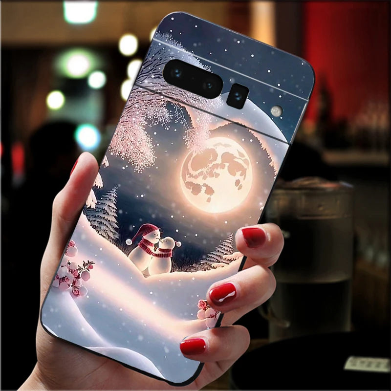 Weiche Weihnachts TPU Hülle für Google Pixel 8 9 und 10 Stoßfest Flexibel Rutschfest Langlebig Passgenau Silikon Case