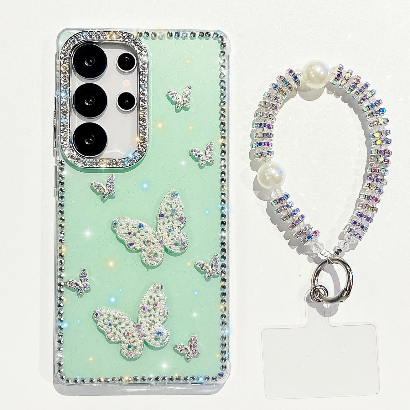 Luxus Stern Glitzer Schmetterling Hülle für Samsung S25