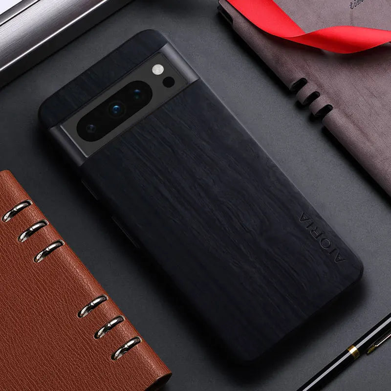 Bambus Holz PU Leder Hülle Pixel 8 Pro