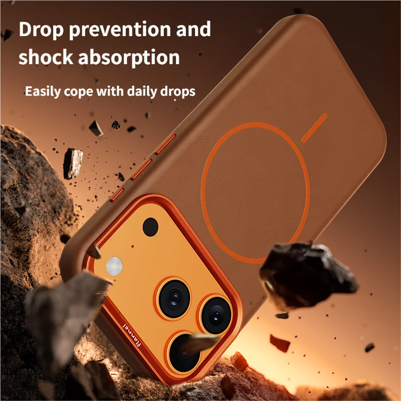 iPhone 17 Pro Max Lederhülle Elefant Textur Magnetisch