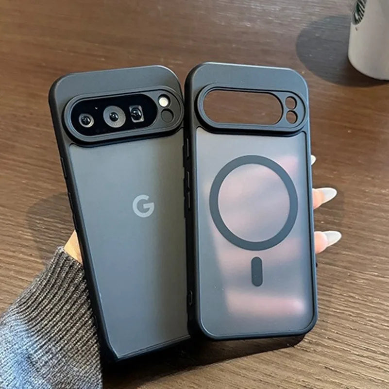 Für Google 9A Magsafe Fall Schlank Matte Carbon Faser Drahtlose Lade Abdeckung für Google Pixel 9 Pro XL 8A 8 Pro rüstung Zurück Abdeckung
