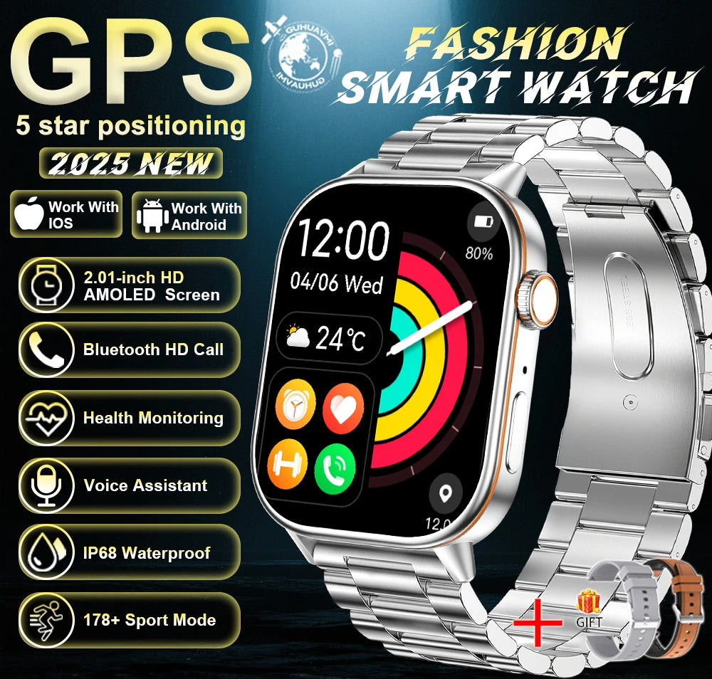 Robuste 2025 Militär GPS Smartwatch mit Taschenlampe & Bluetooth-Anruf für Android & iOS