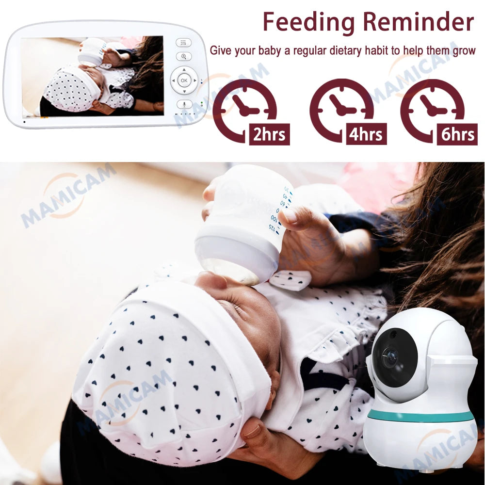 5-inch baby monitor with PTZ camera and temperature