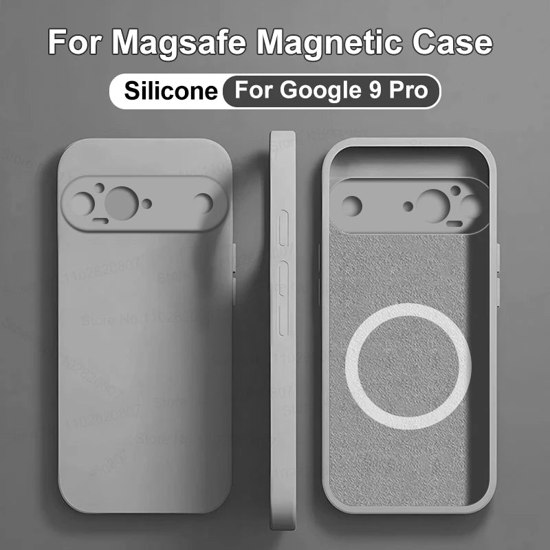 Luxus Flüssigkeit Silikon Magnetische Fall Für Google Pixel 9 Pro XL 7A Für Magsafe Fällen Drahtlose Lade Soft Cover Telefon zubehör