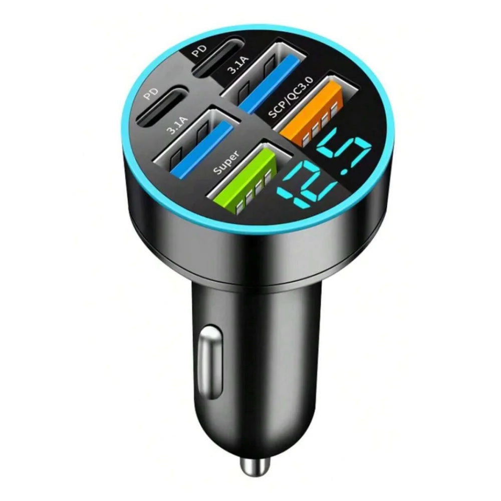 6-in-1 Auto-Schnellladegerät mit Spannungsmonitor