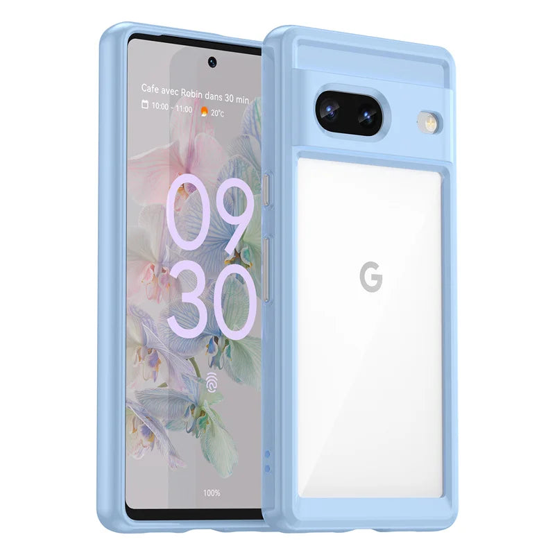 Klar transparente Pixel 7 Hülle mehrfarbig