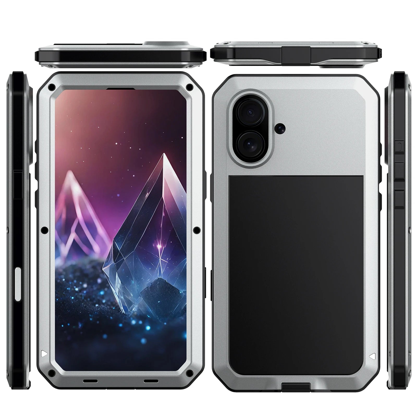 Stoßfeste Metall-Glas Hülle für iPhone 17