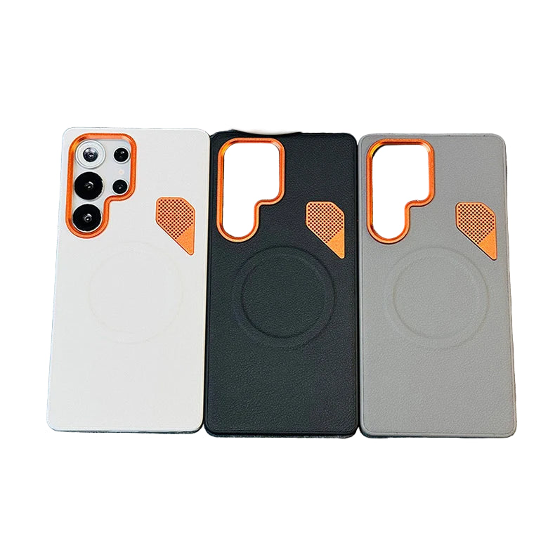 Magnet Leder Hülle für Samsung S25 Ultra Orange
