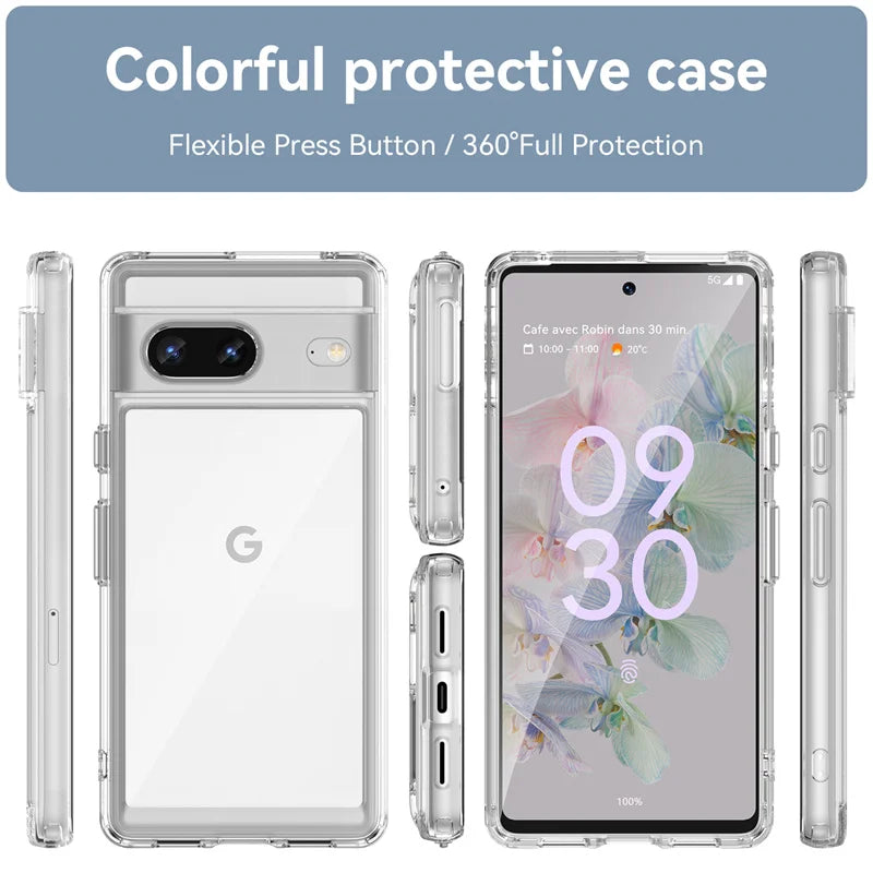 Klar transparente Pixel 7 Hülle mehrfarbig