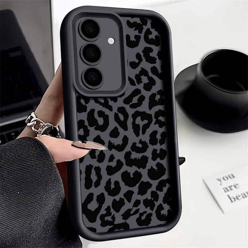 Leoparden Hülle Schwarz für Samsung Galaxy Modelle