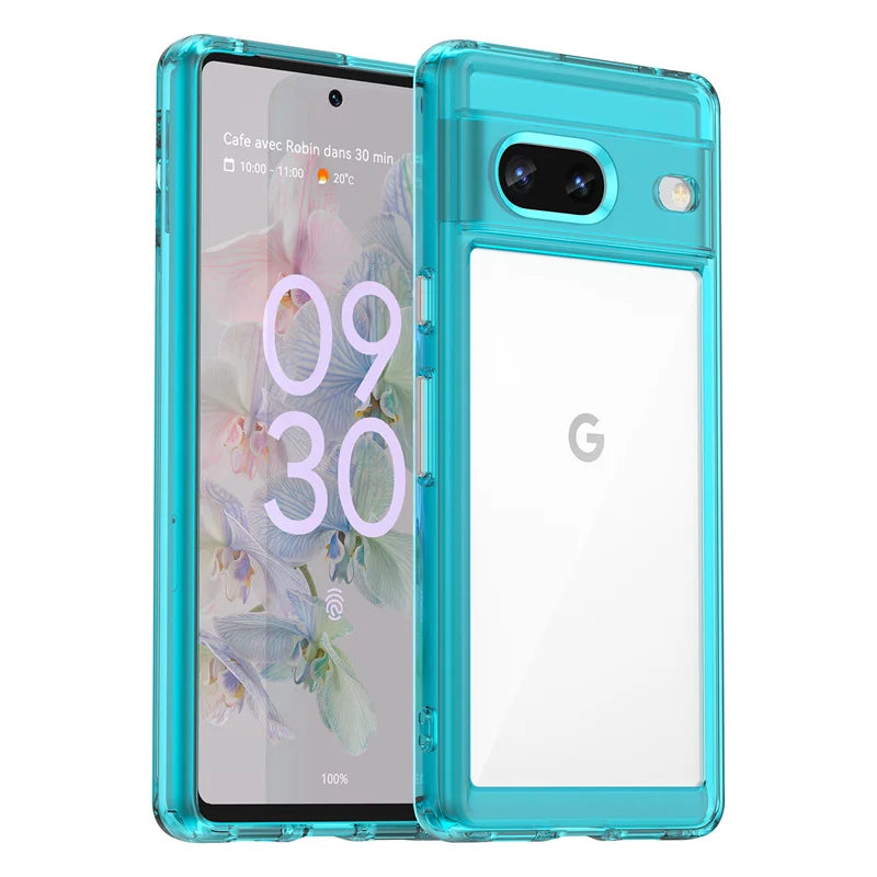 Klar transparente Pixel 7 Hülle mehrfarbig