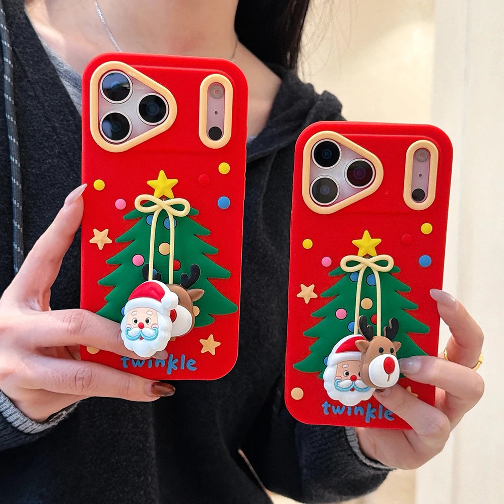 Weihnachts 3D Cartoon Hülle für iPhone 17 und 16 aus Silikon