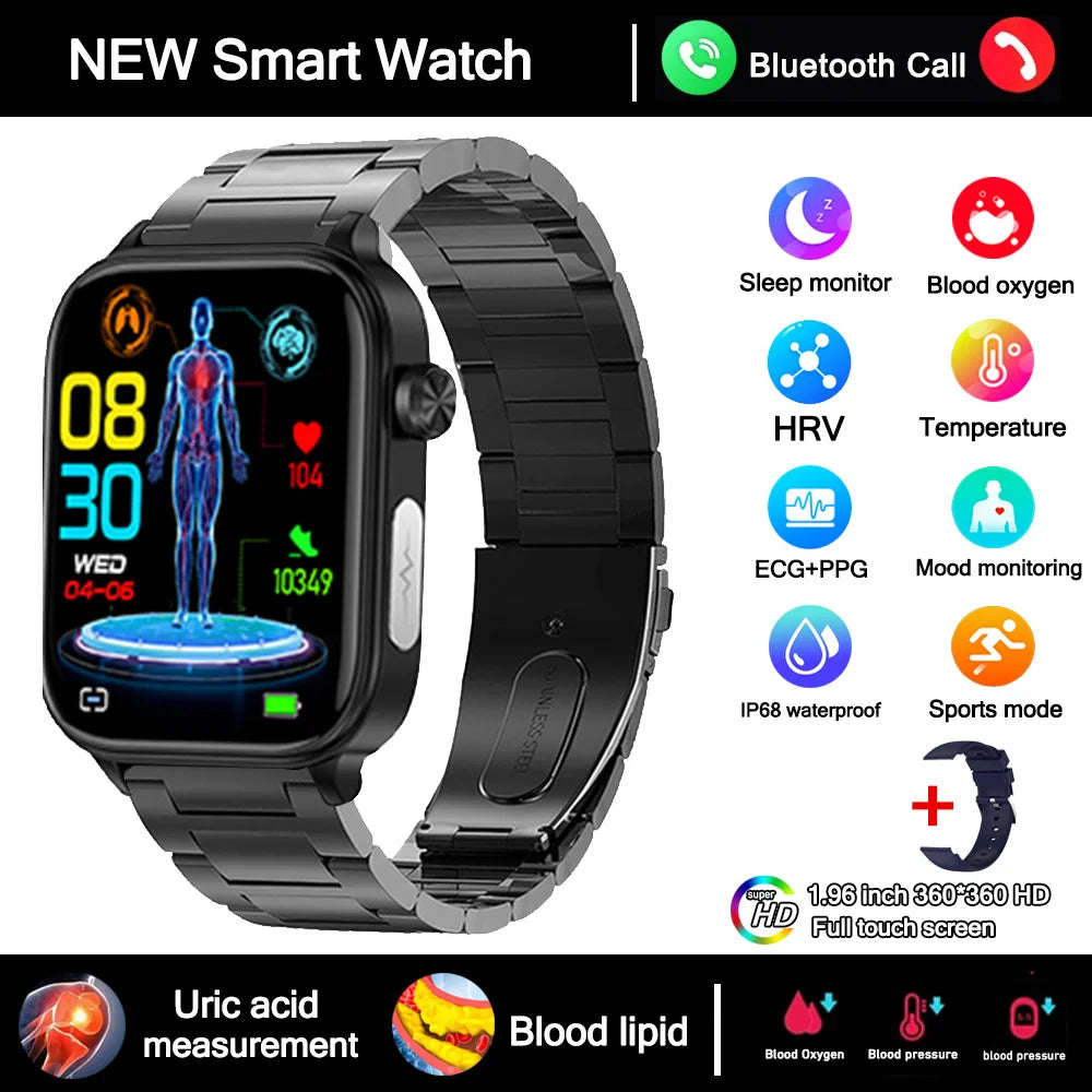 Smartwatch 2025 mit EKG, Harnsäure & Blutfette Analyse