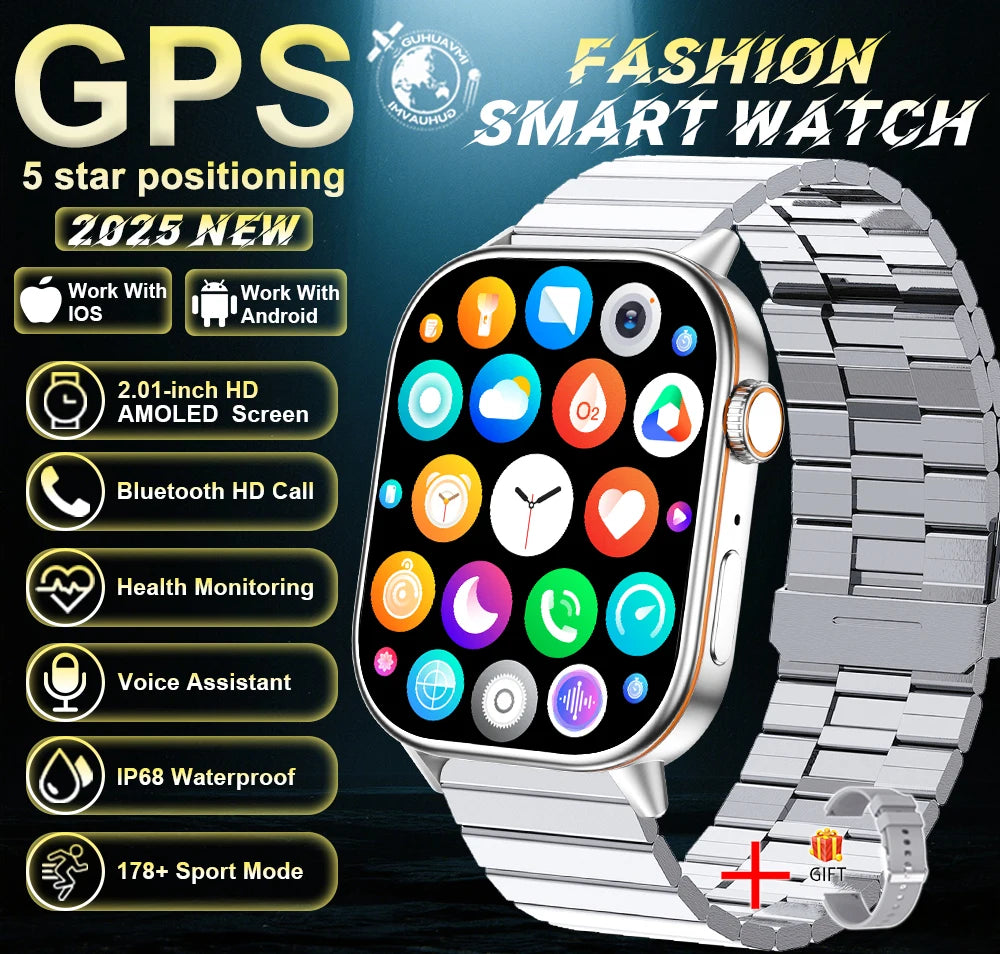 Robuste 2025 Militär GPS Smartwatch mit Taschenlampe & Bluetooth-Anruf für Android & iOS