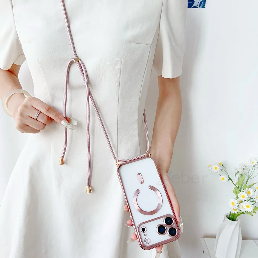 iPhone Hülle mit Magnet & Band – Transparent & Soft