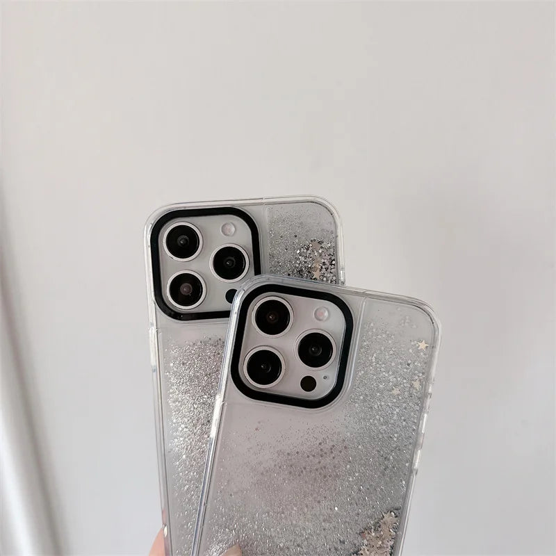Silberne Sterne Quicksand Hülle für iPhone 17 Pro Max