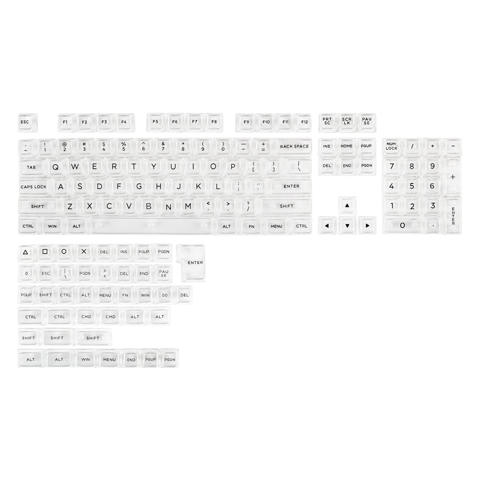 Transparentes PC Keycaps Set ASA Profil - 146 Tasten Luminous Spectrum