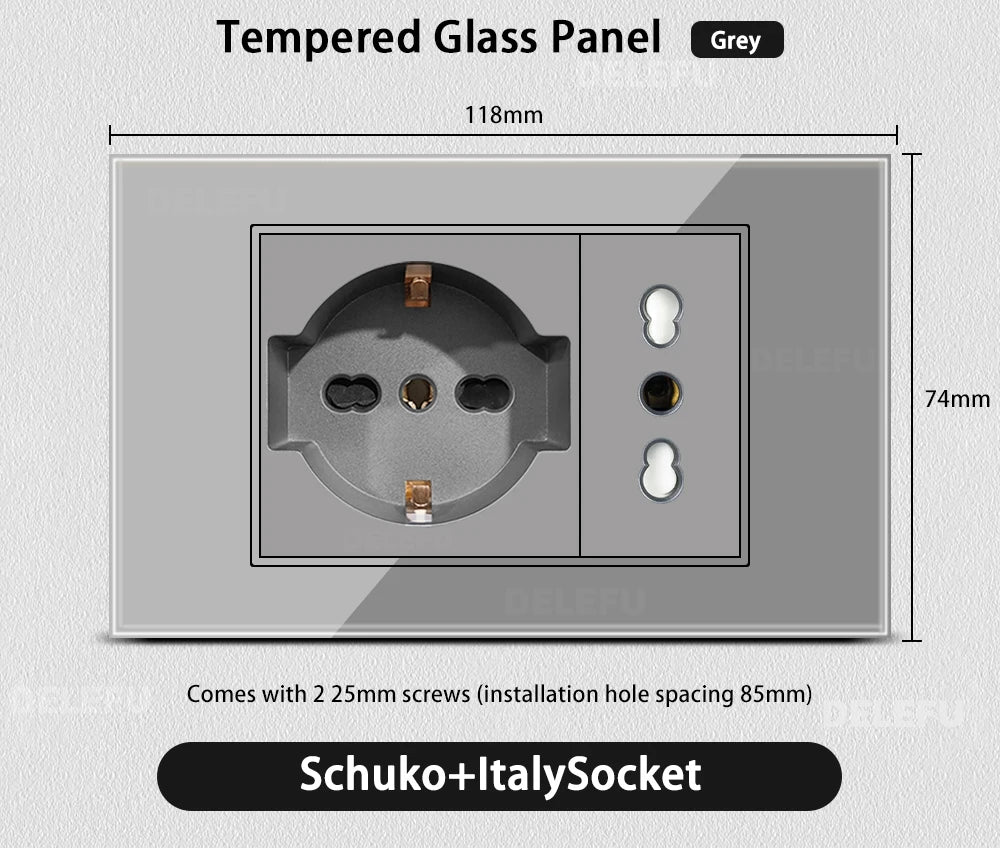 Grau Glas Smart Steckdose USB C & Wifi Schalter