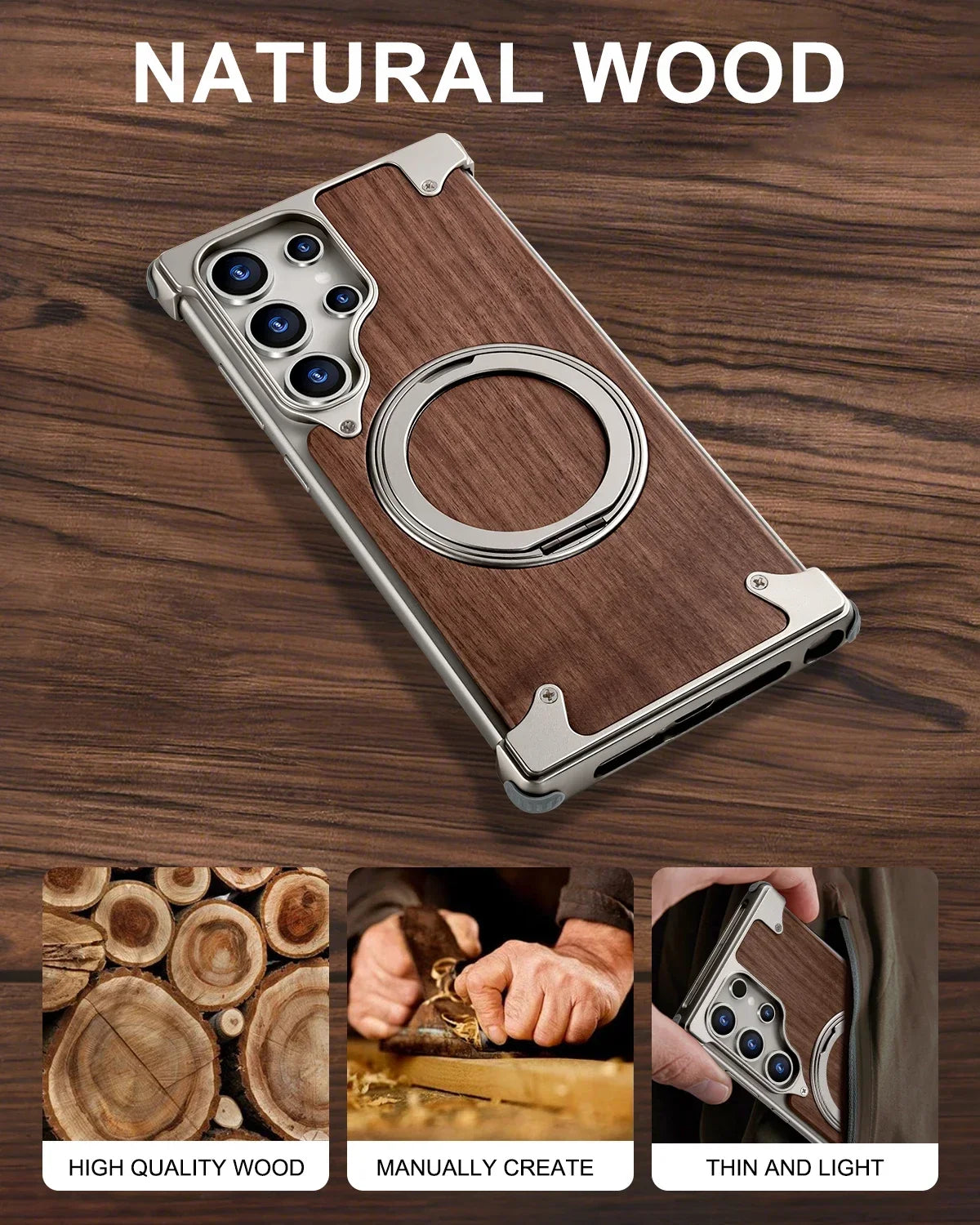 Massivholz Handyhülle für Galaxy S25 S24 Ultra