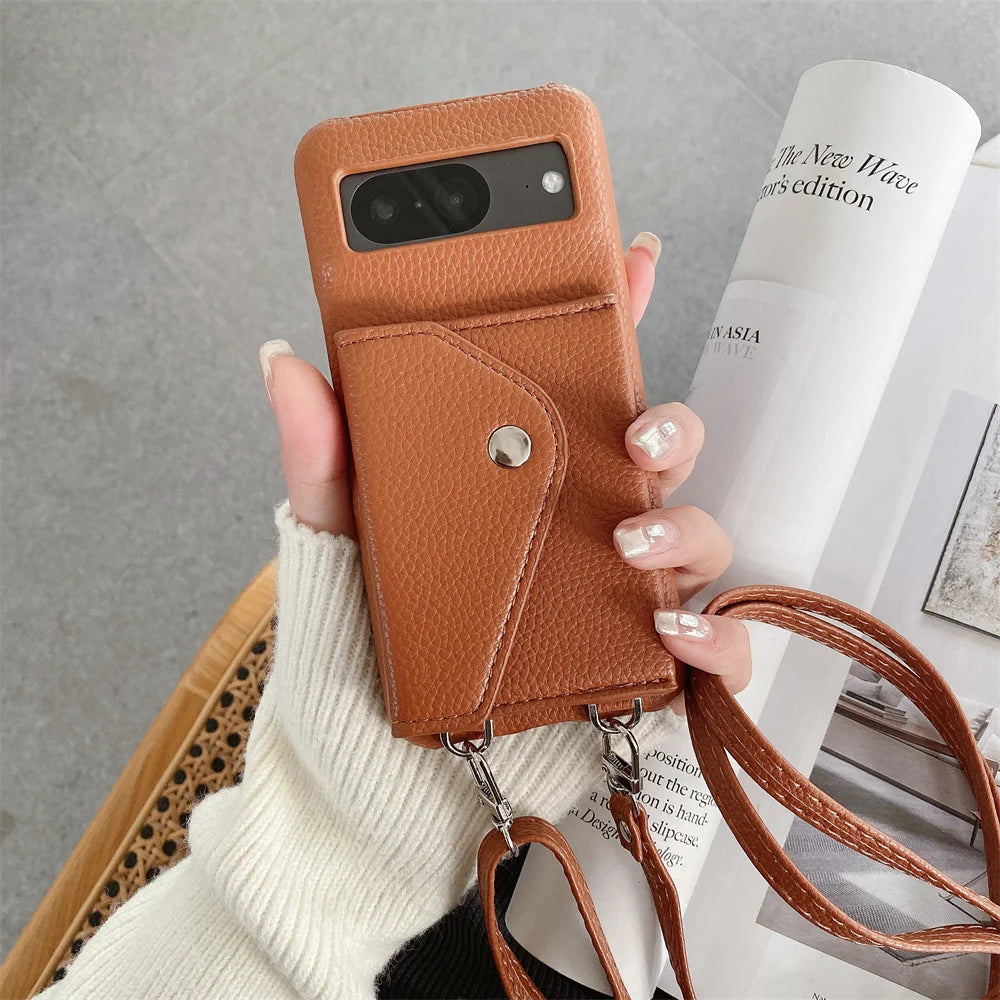 Crossbody Lederhülle für Google Pixel 8 Pro