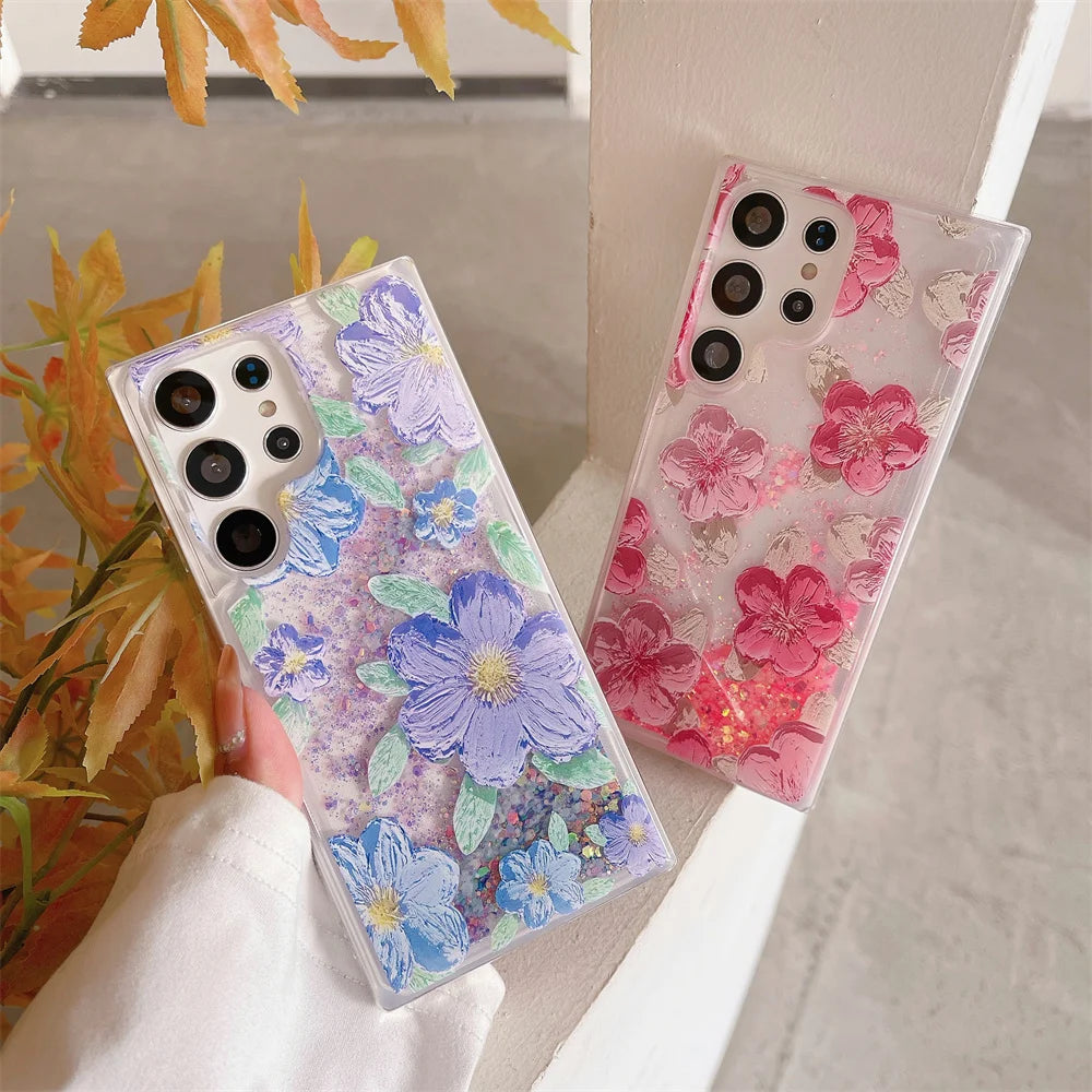 Leuchtende Blumen Hülle im Ölgemälde-Stil für Samsung