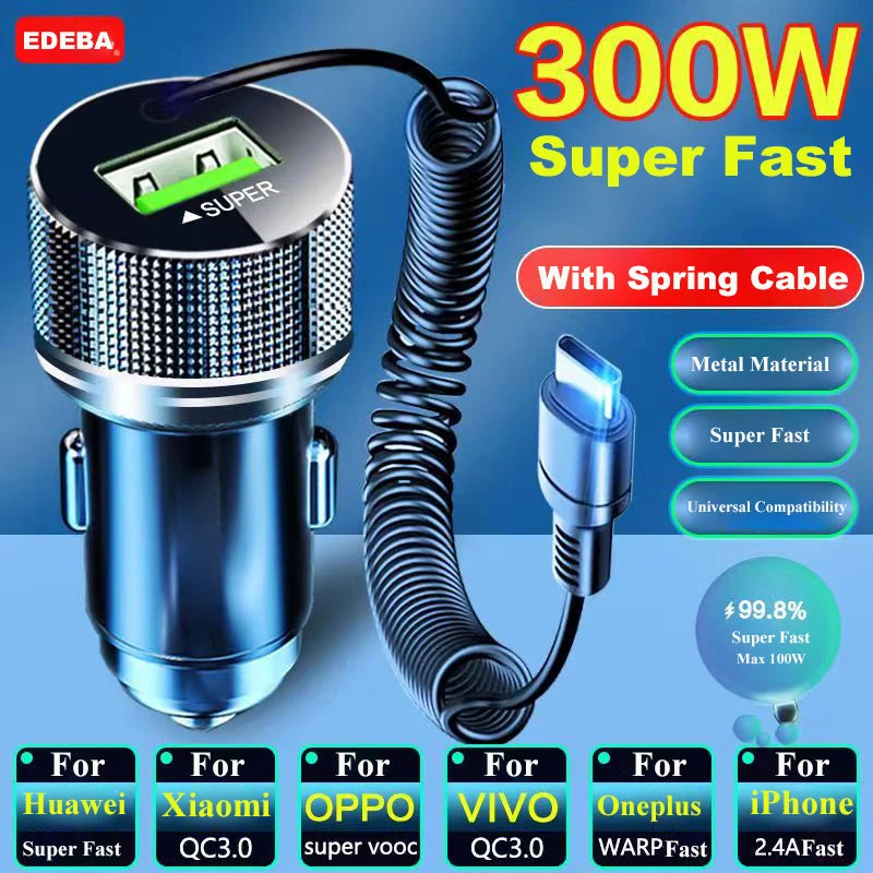 EDEBA 12V Metall USB Autoladegerät mit Typ-C Kabel