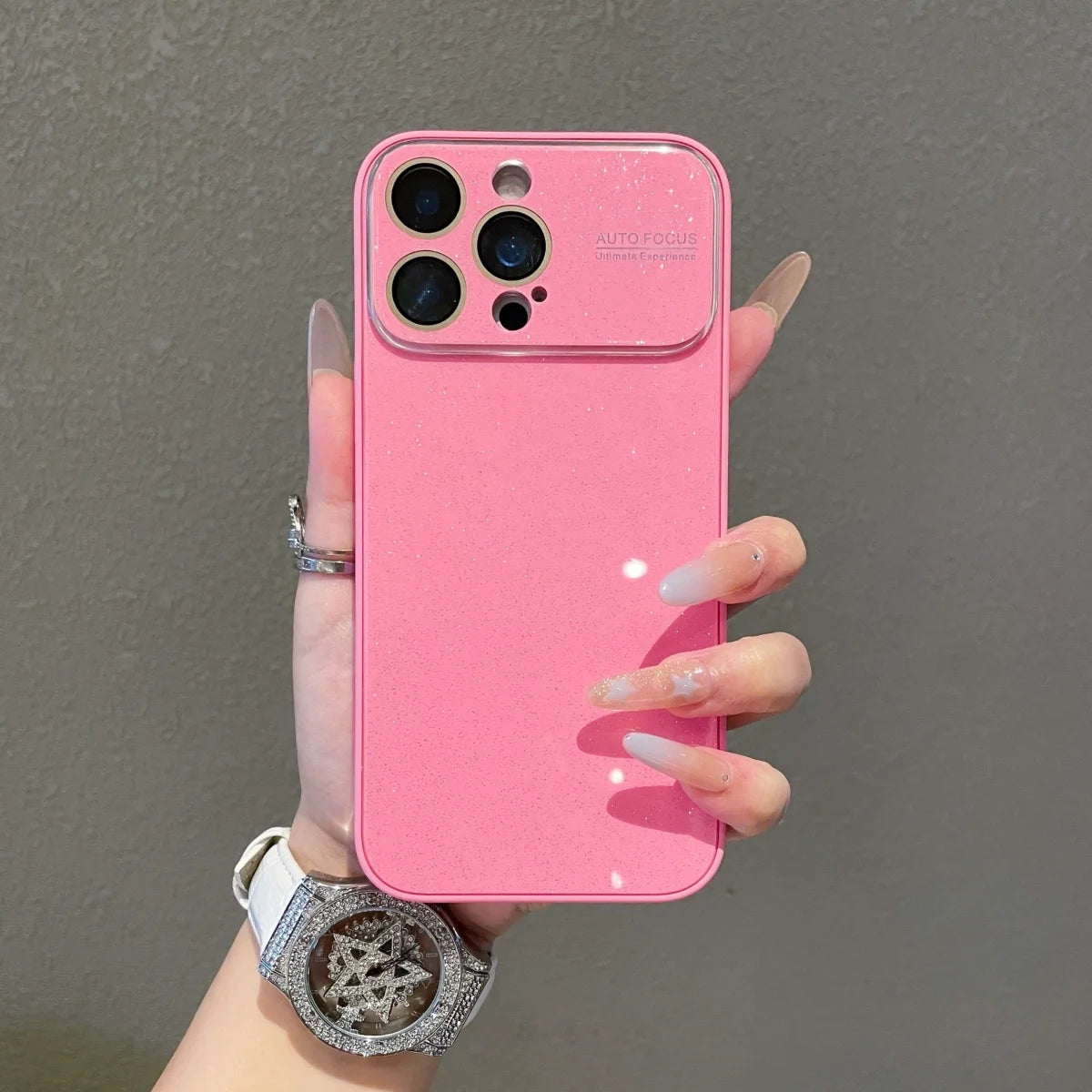 Glitzer Acryl Hülle mit Fenster für iPhone 17