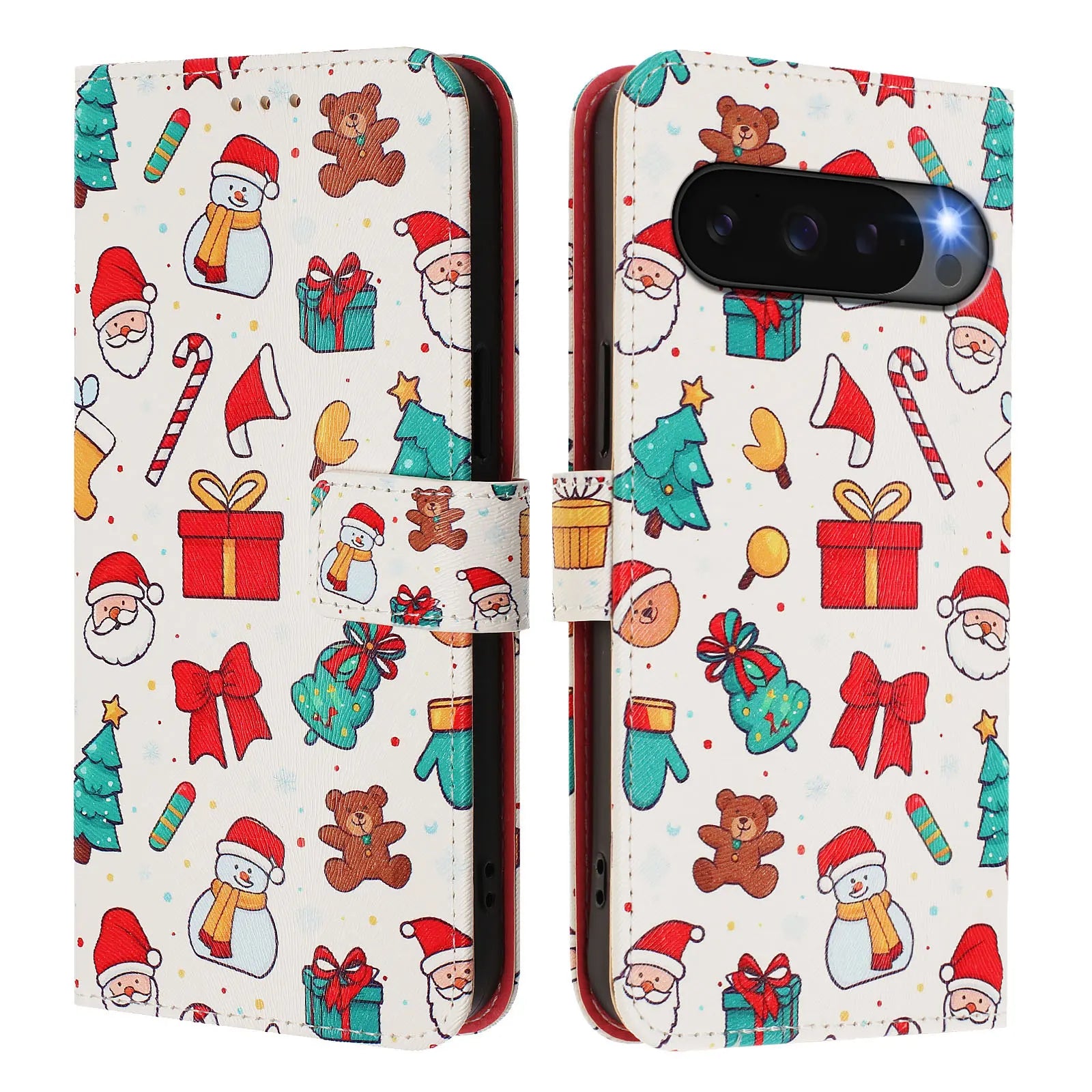 Weihnachtliche Santa Handyhülle mit Kartenfach für Google Pixel