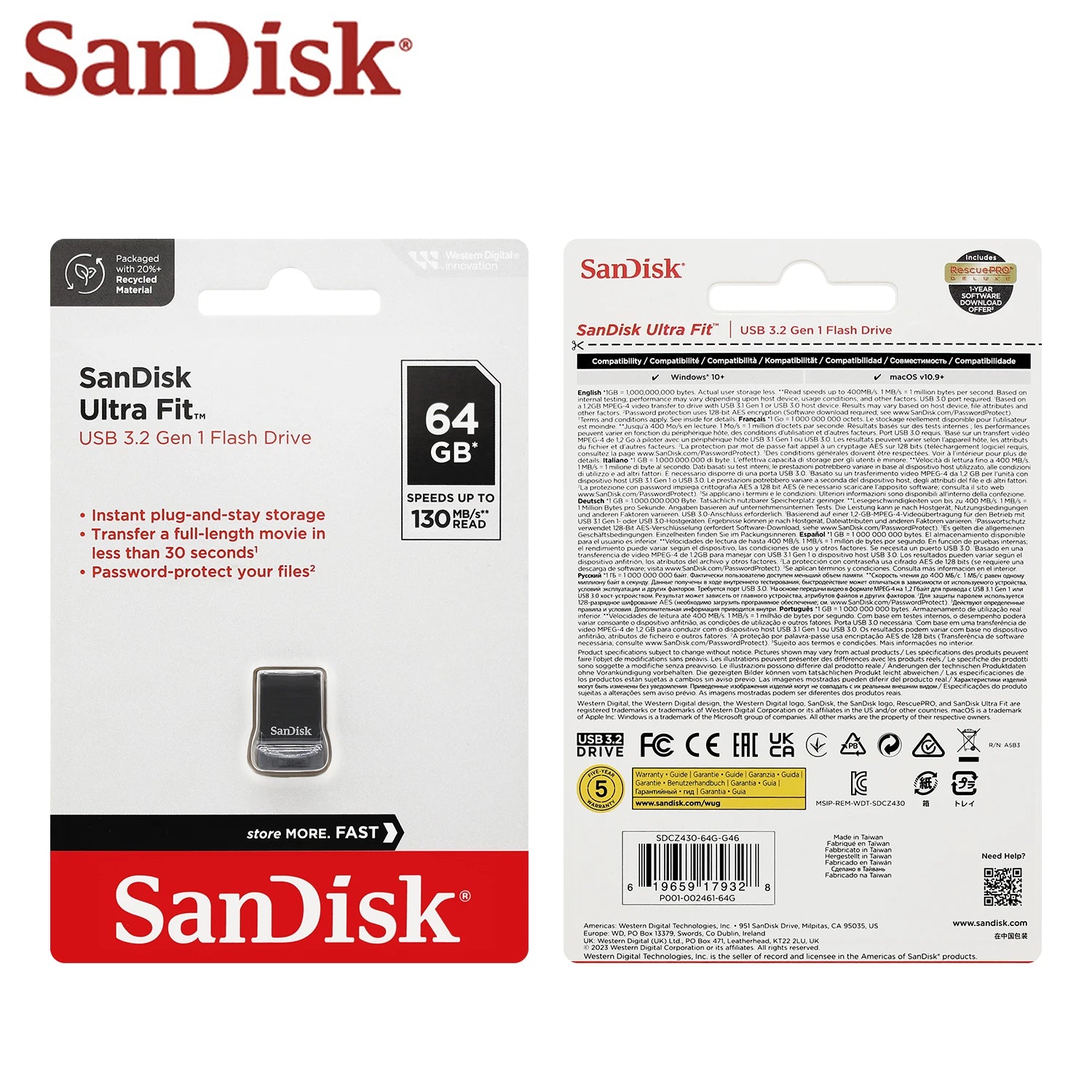 SanDisk Ultra Fit USB 3.2 Mini-Flash-Laufwerk