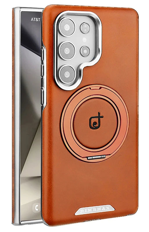 Leather case for Galaxy S25 S24 S23 with stand