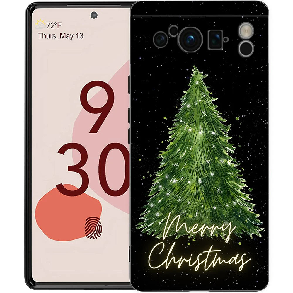 Stylish Merry Christmas TPU case for Google Pixel 9 Pro XL, half-wrapped, 360-degree protection, shockproof, scratch-resistant, non-slip, cartoon animal anime design
