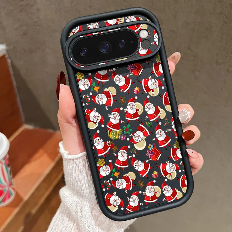 Soft TPU Christmas case for Google Pixel 7, 8 and 9 series, shockproof, flexible, perfect fit with deer motif, non-slip silicone case