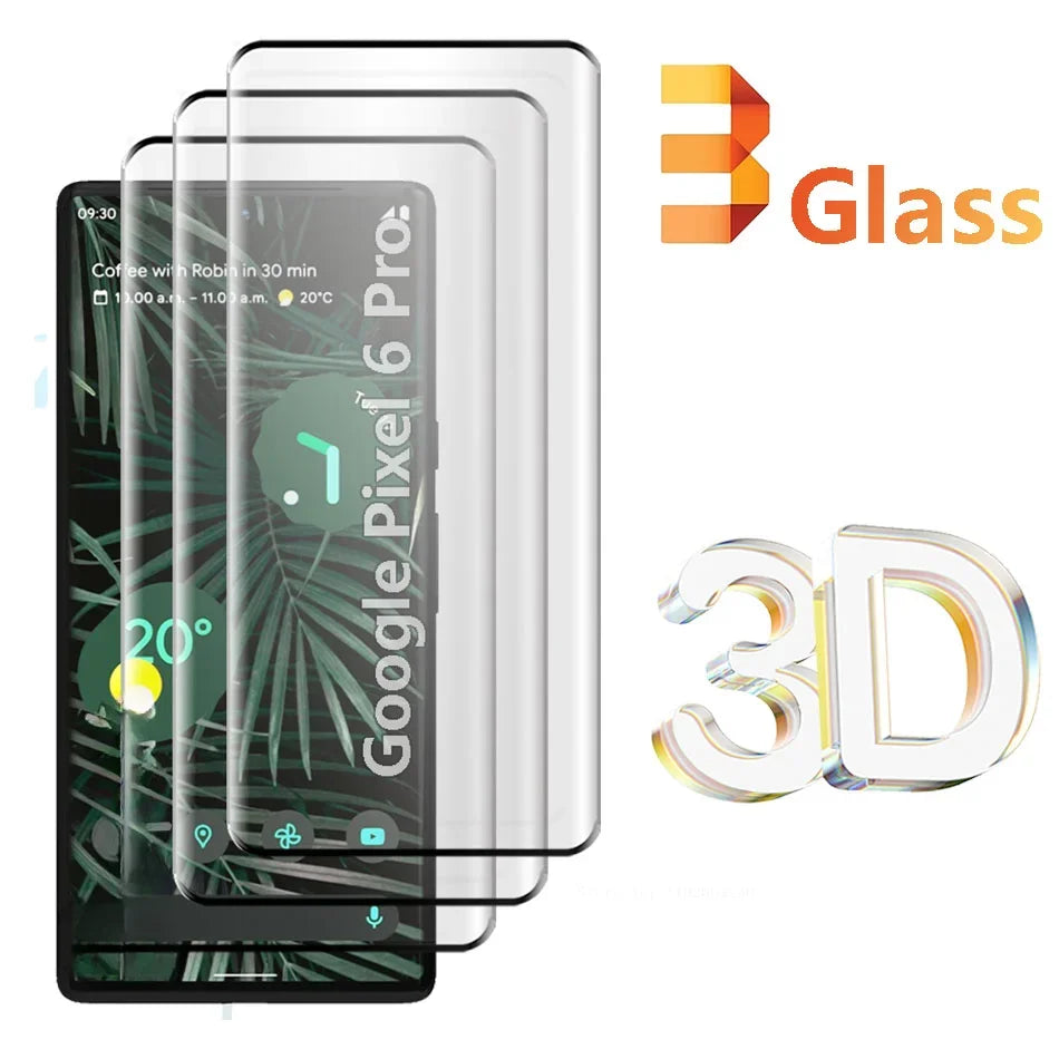 3er Panzerglas für Google Pixel 6 7 Pro Schutzfolie