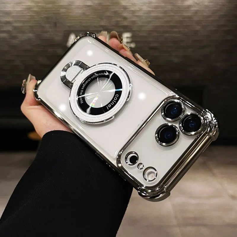 Für iPhone 17 transparente magnetische Halterungshülle