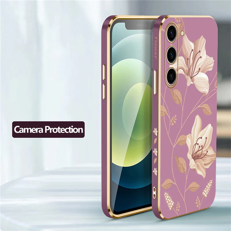 Silikon Hülle für Samsung Galaxy S24 Blumen Muster