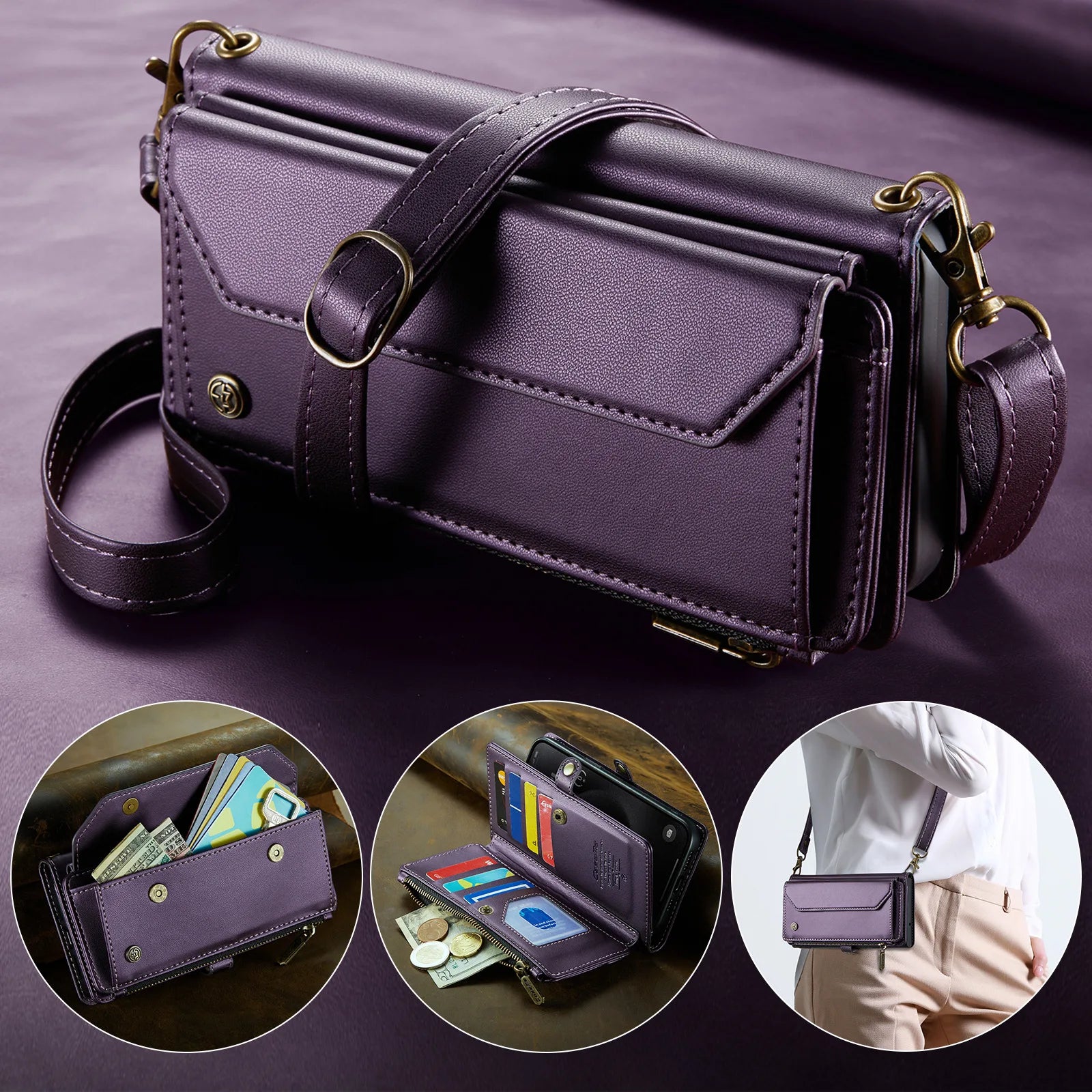 Drahtlose Leder Wallet Hülle iPhone 17 Pro Max