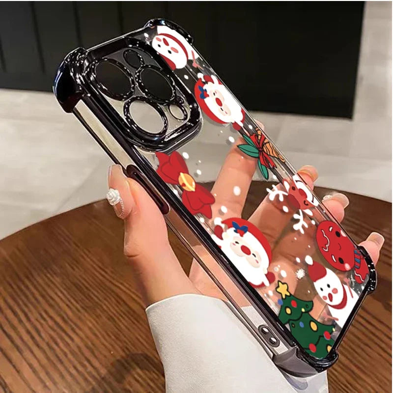 Pixel 10 9 8 Christmas Silicone Bumper Case with Elk and Snowman Design