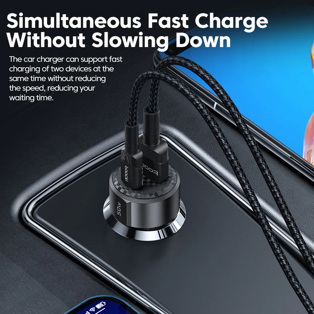 Toocki 50W USB-C Autoladegerät PD QC 3.0 Mini