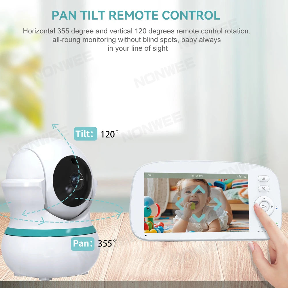 5" HD Babyphone mit 360° PT Nachtsicht VOX Temp