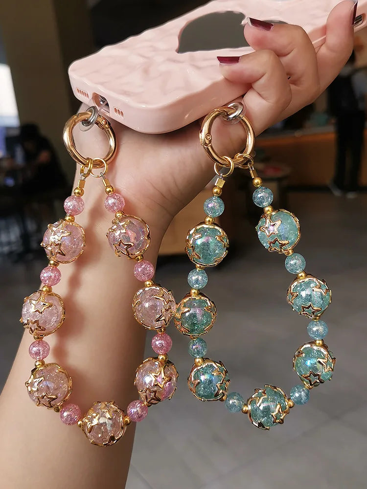 Kurzes Handgelenk Lanyard Sternen Himmel Perle Damen