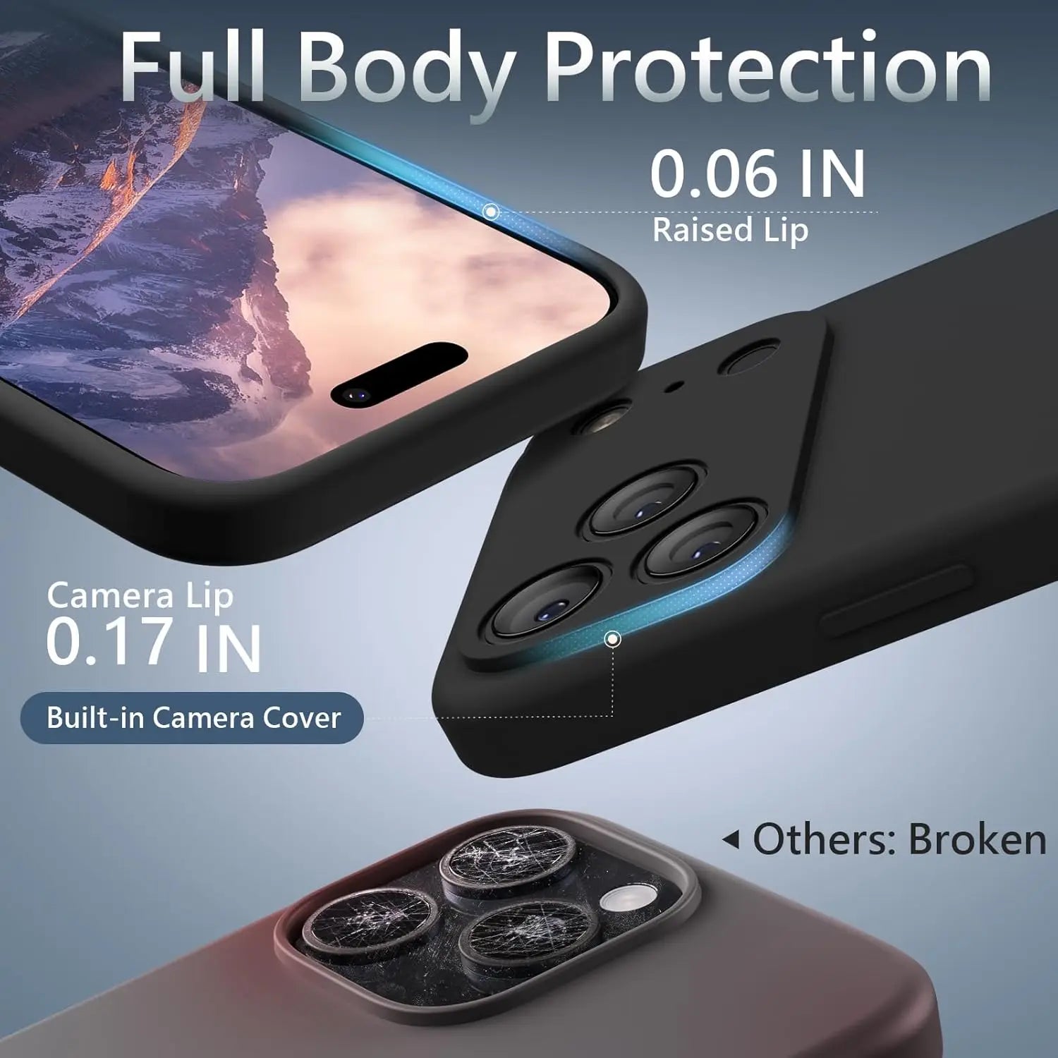 Flüssigsilikonhülle mit Band für iPhone 17–14 Plus