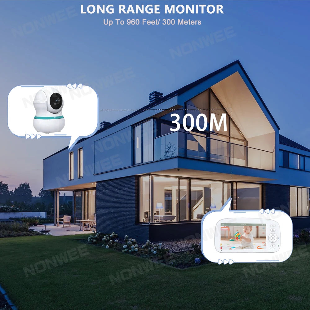 5" HD Babyphone mit 360° PT Nachtsicht VOX Temp