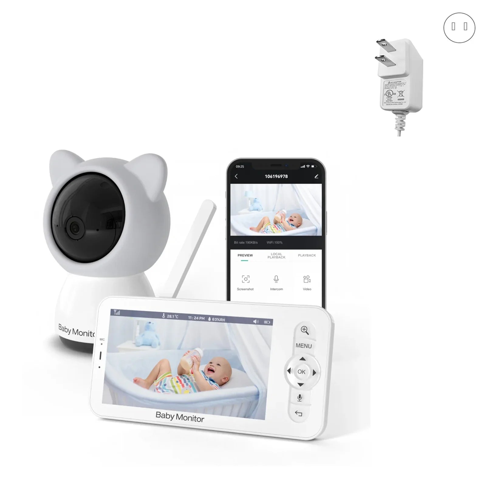 5-Zoll Babyphone mit HD Video & WLAN Steuerung