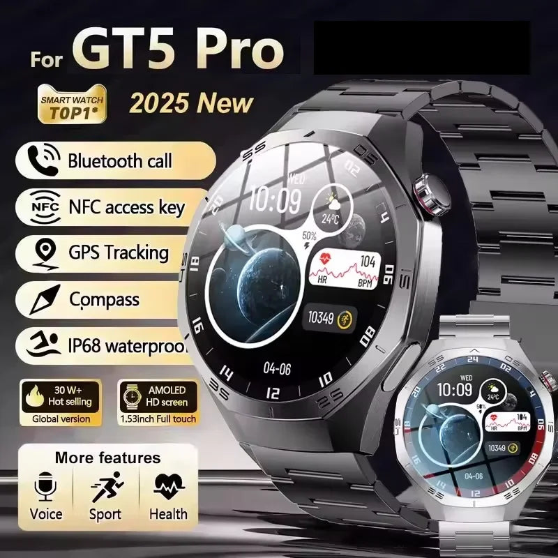 GT5 Pro Smartwatch Herren, AMOLED, GPS, Bluetooth Anruf