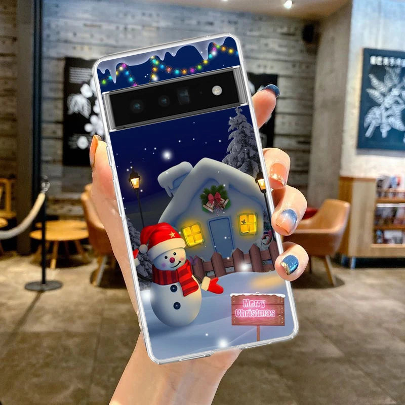 Transparent TPU case with snow motif for Google Pixel 8